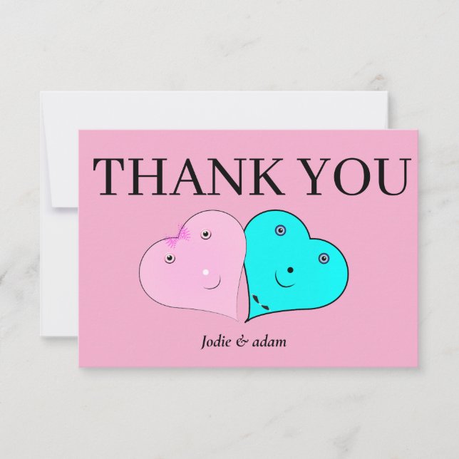 Mr & Mrs hjärts Tack Kort (Framsida)