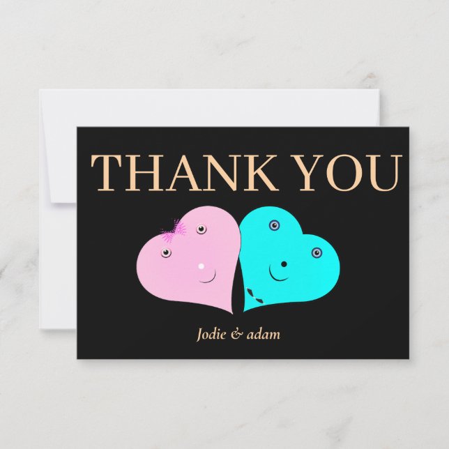 Mr & Mrs hjärts Tack Kort (Framsida)