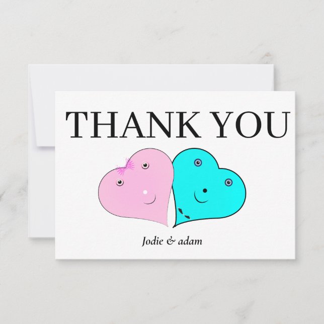 Mr & Mrs hjärts Tack Kort (Framsida)