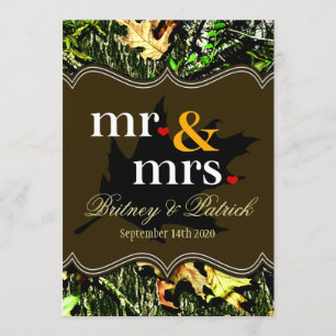 Mr & Mrs Hunting Camo Brown bröllopsinbjudningar Inbjudningar