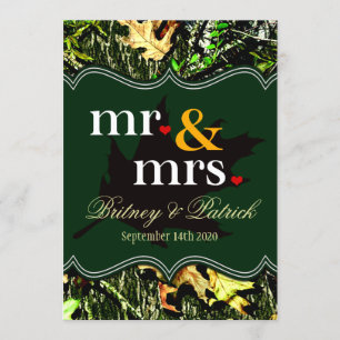 Mr & Mrs Hunting Camo Grönt bröllopsinbjudningar Inbjudningar