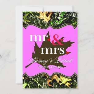 Mr & Mrs Hunting Camo Rosa bröllopsinbjudningar Inbjudningar