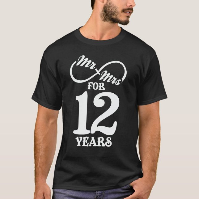 Mr. & Mrs i 12 år 1 Bröllop år T Shirt (Framsida)