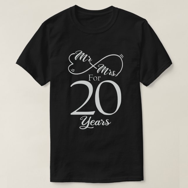 Mr. & Mrs i 20 år 20 Bröllop-årsdagen T Shirt (Design framsida)
