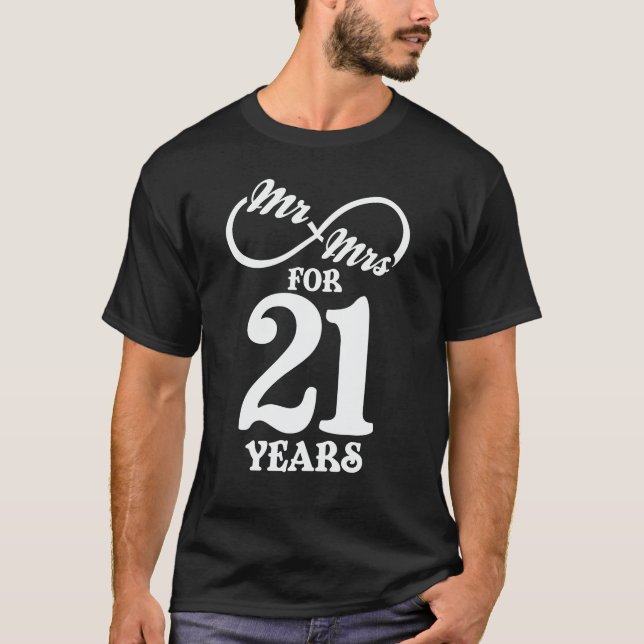 Mr. & Mrs i 21 år 21 Bröllop-årsdagen T Shirt (Framsida)