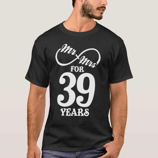 Mr. & Mrs i 39 år, 39:e Bröllop-årsdagen T Shirt (Framsida)