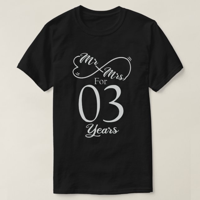 Mr. & Mrs i 3 år 3:e Bröllop-årsdagen T Shirt (Design framsida)