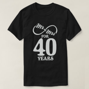 Mr. & Mrs i 40 år 40 Bröllop-årsdagen T Shirt