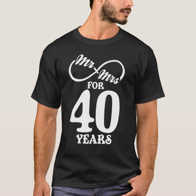 Mr. & Mrs i 40 år 40 Bröllop-årsdagen T Shirt (Framsida)