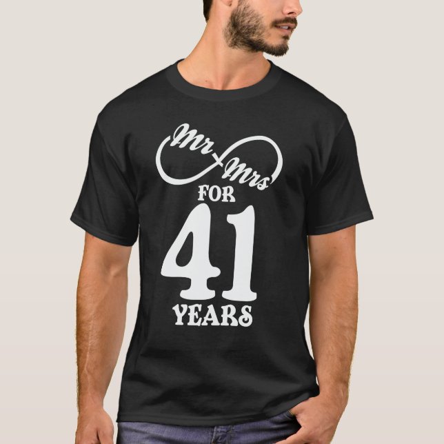 Mr. & Mrs i 41 år 41 Bröllop-årsdagen T Shirt (Framsida)