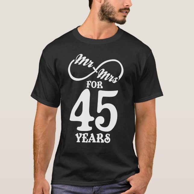 Mr. & Mrs i 45 år 45 Bröllop-årsdagen T Shirt (Framsida)