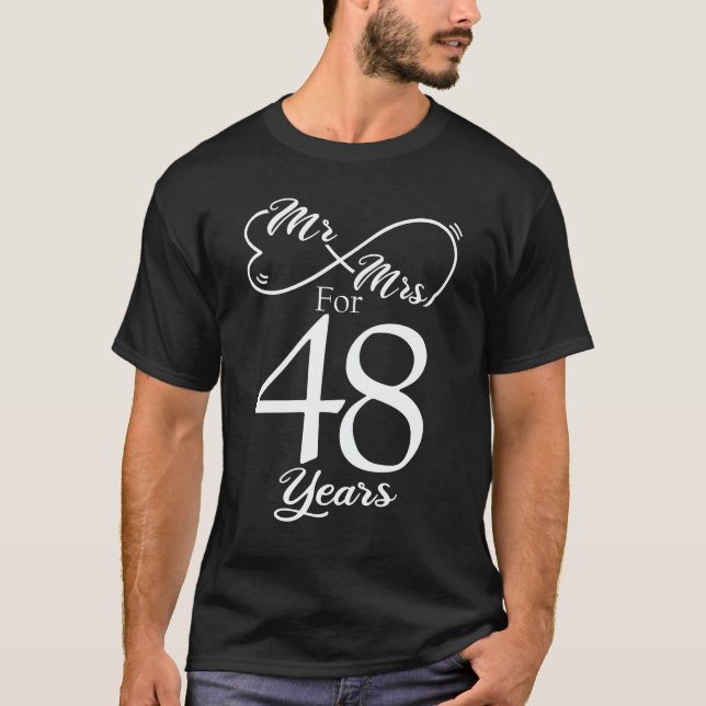 Mr. & Mrs i 48 år 48 Bröllop-årsdagen T Shirt (Framsida)