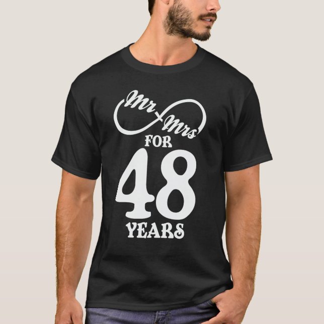 Mr. & Mrs i 48 år 48 Bröllop-årsdagen T Shirt (Framsida)