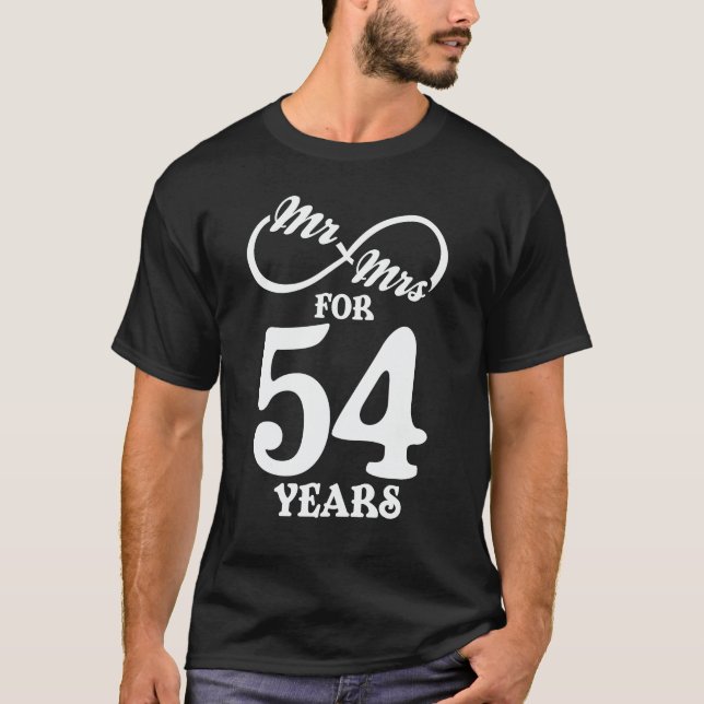 Mr. & Mrs i 54 år 1:a Bröllop-årsdagen T Shirt (Framsida)