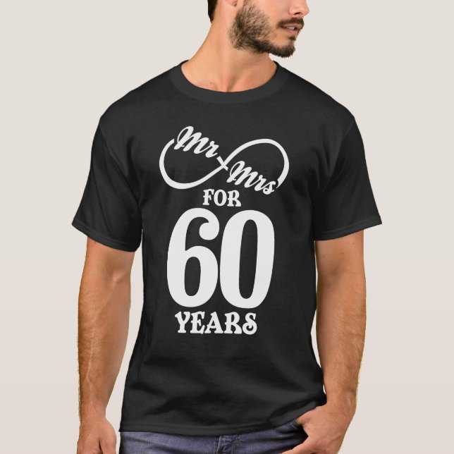 Mr. & Mrs i 60 år 60 Bröllop-årsdagen T Shirt (Framsida)