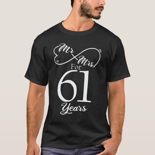 Mr. & Mrs i 61 år 61 Bröllop-årsdagen T Shirt (Framsida)
