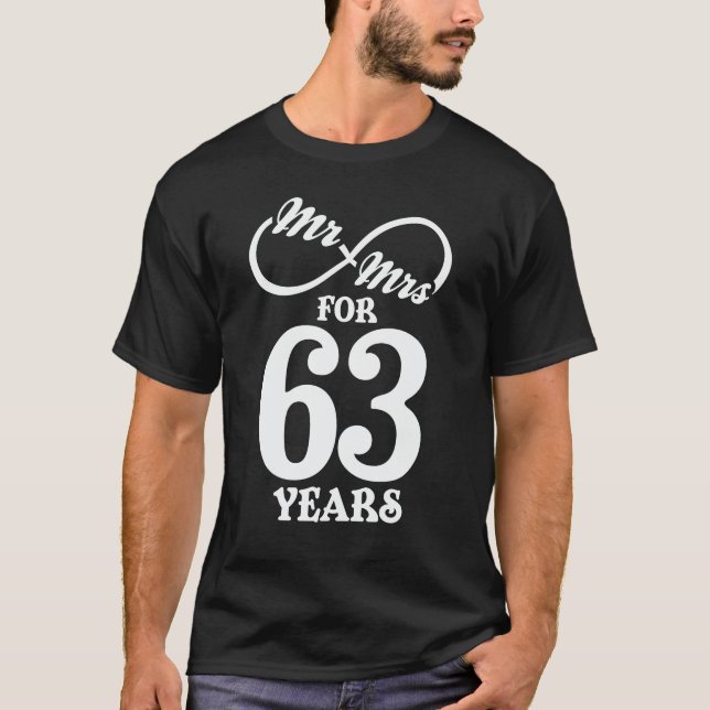 Mr. & Mrs i 63 år 63 Bröllop-årsdagen T Shirt (Framsida)