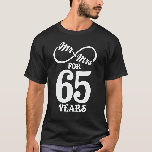 Mr. & Mrs i 65 år 65e Bröllop-årsdagen T Shirt (Framsida)