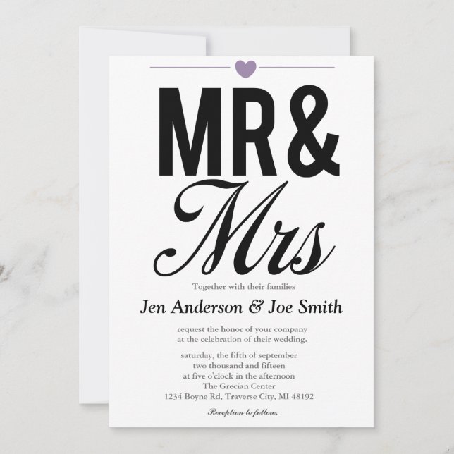 Mr. & Mrs. Inbjudan | BRÖLLOP (Framsida)