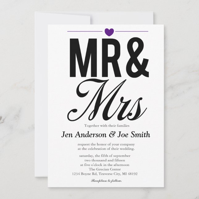 Mr. & Mrs. Inbjudan | BRÖLLOP (Framsida)
