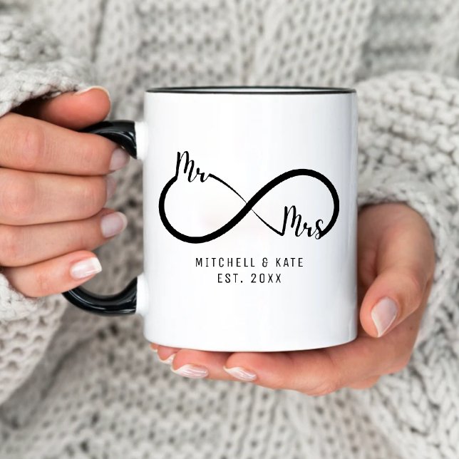 Mr & Mrs Infinity Symbol Bröllop Mugg (Mr & Mrs Infinity Symbol Wedding Mug
)