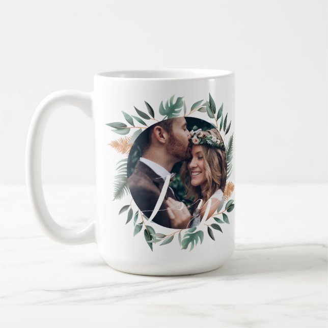Mr & Mrs Joy | Sage Helgdag Greenery Wandey Photo  Kaffemugg (Vänster)