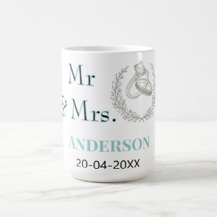 Mr & Mrs lägg till efternamn datum år bröllopsgåva Kaffemugg