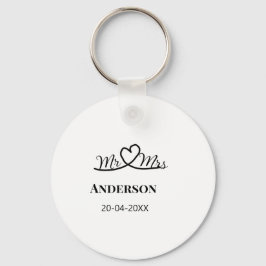 Mr & Mrs lägg till efternamn datum år bröllopsgåva Nyckelring