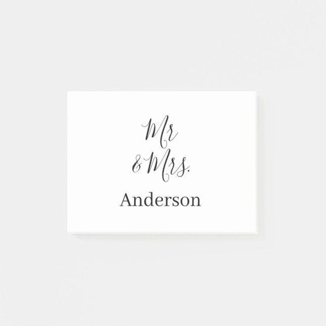 Mr & Mrs lägg till efternamn datum år bröllopsgåva Post-it Block (Framsida)