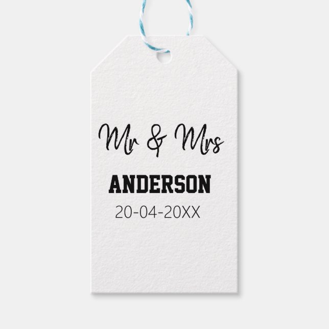 Mr & Mrs lägg till efternamn datum år bröllopsgåva Presentetikett (Framsidan)