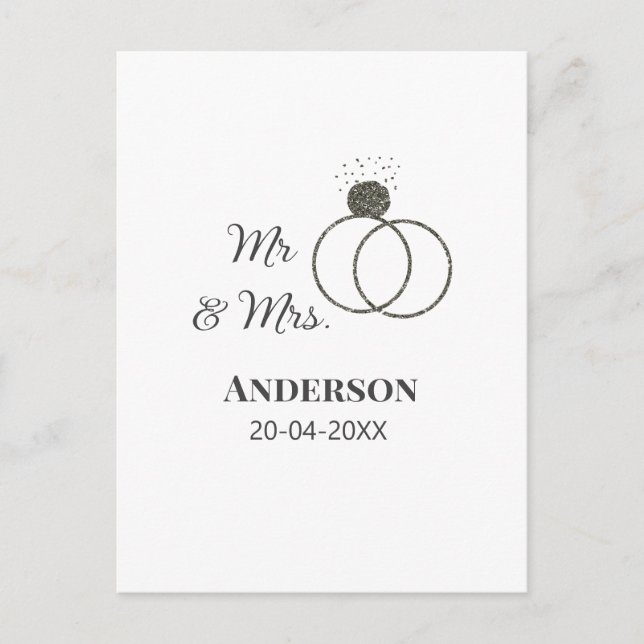 Mr & Mrs lägg till efternamn datum år bröllopsgåva Vykort (Framsida)