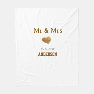 Mr & Mrs lägg till familjenamn gyllene glitter hjä Fleecefilt
