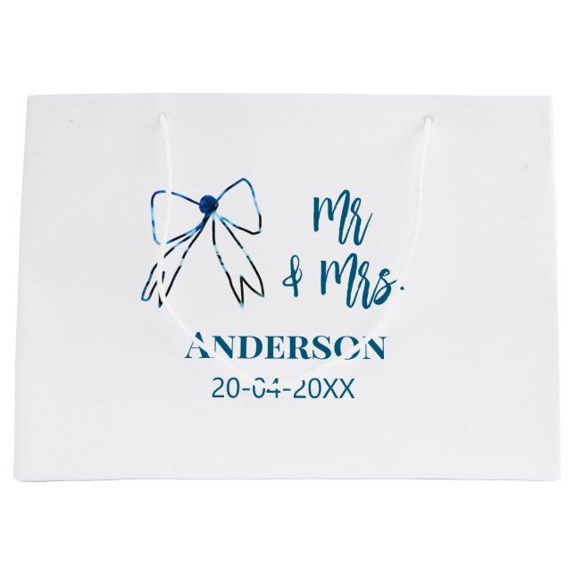Mr & Mrs lägg till namn datum bröllop gåva slinga  (Framsidan)