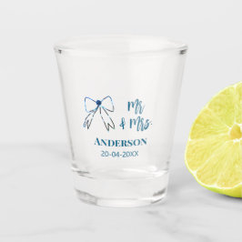 Mr & Mrs lägg till namn datum bröllopsgåva bow blå