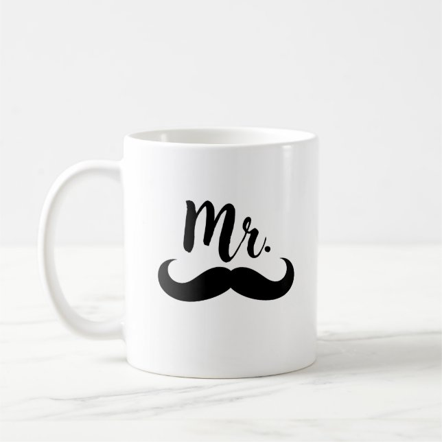 Mr. & Mrs Läppar & Mustache Couple Kaffemugg (Vänster)