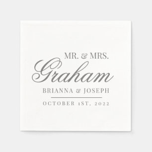Mr & Mrs Last Name Bröllop Pappersservett