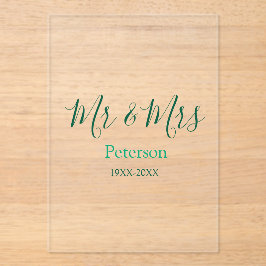 Mr & Mrs last name married year wedding engagement