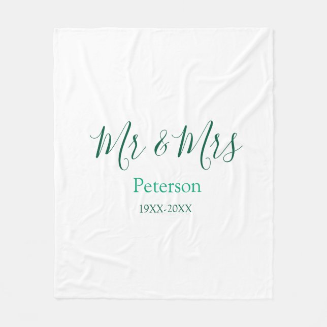 Mr & Mrs last name married year wedding engagement Fleecefilt (Framsidan)