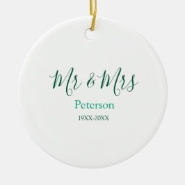 Mr & Mrs last name married year wedding engagement Julgransprydnad Keramik