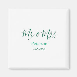 Mr & Mrs last name married year wedding engagement Magnet