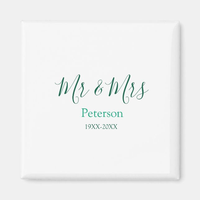 Mr & Mrs last name married year wedding engagement Magnet (Framsidan)