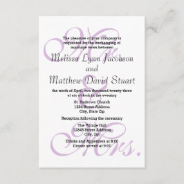 Mr. & Mrs Lila - 3 x 5 Bröllop & Reception Inbjuda Inbjudningar