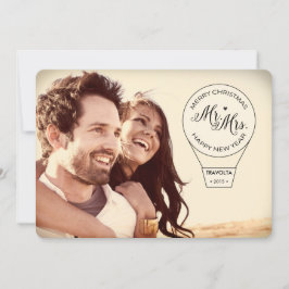 Mr. & Mrs Luftballong Ride Par Helgdag Julkort