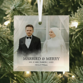 Mr. & Mrs. | Married & Merry First Christmas Photo Julgransdekoration