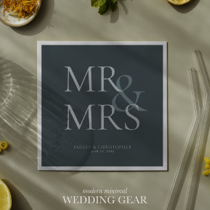 MR&MRS. Minimal Grått-socktail-avskiljning av typo Pappersservett