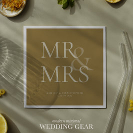 MR&MRS: Minimal typografisk Guld-ocktail Pappersservett