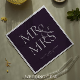 MR&MRS. Minimal typografisk Lila Cocktail Pappersservett