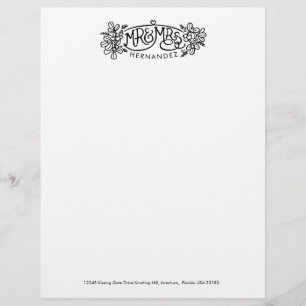 Mr. & Mrs. mistletoe teckning nya par letterhead