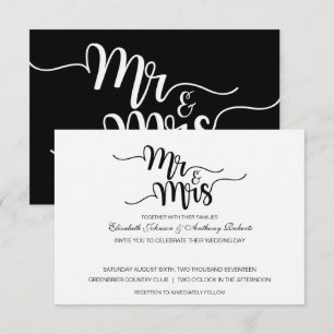 Mr & Mrs. Modern bröllopsinbjudan Inbjudningar