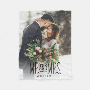 Mr. & Mrs Monogrammed Photo Fleecefilt